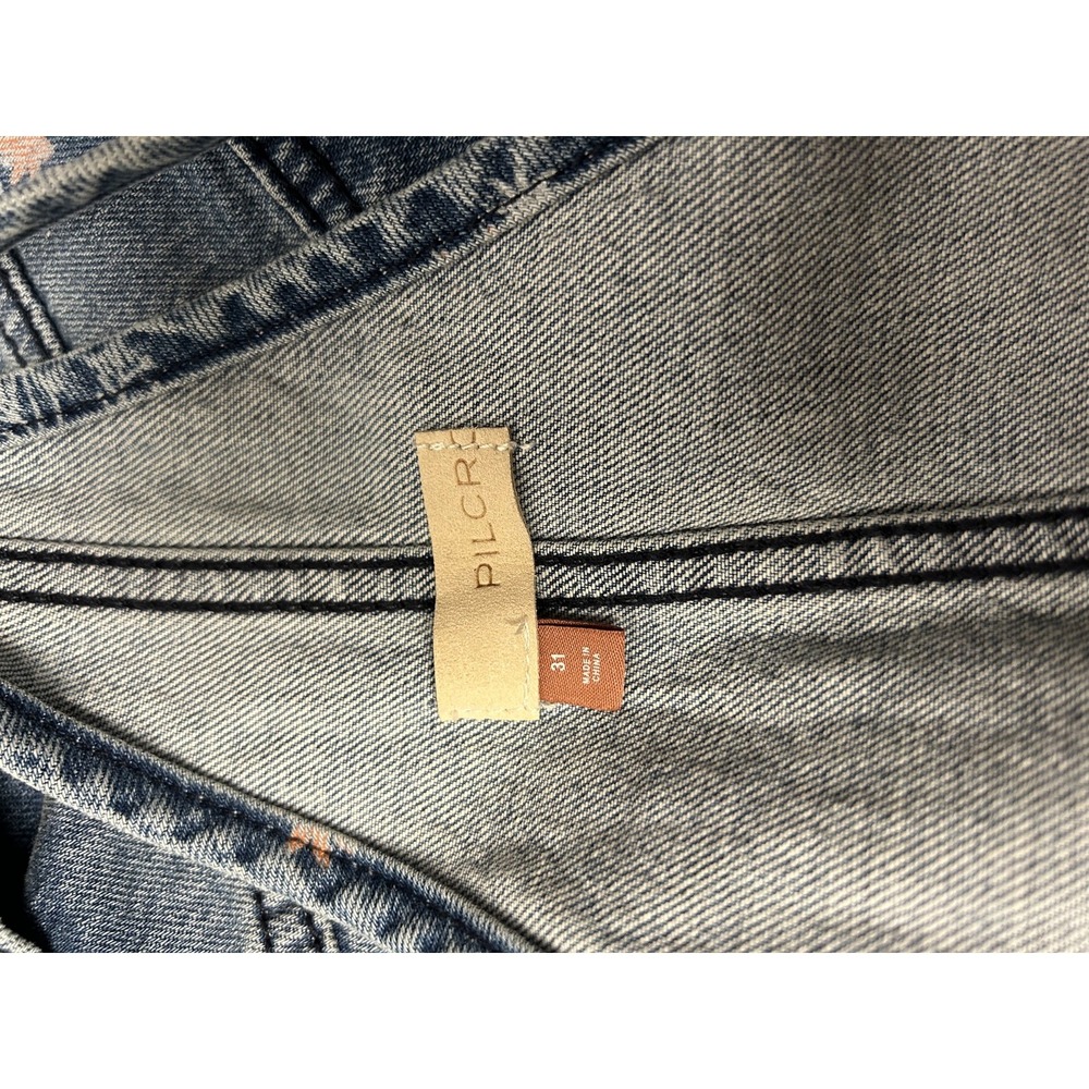 Pilcro Overalls Painters Womens 31 Floral Distressed Denim Boho Fairy Relaxed - Picture 7 of 11